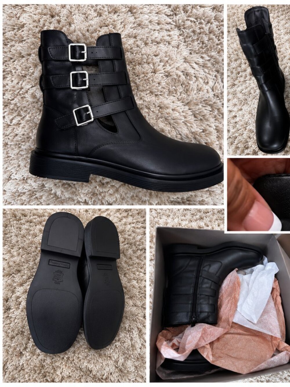 Franco Sarto Largo Black Leather Boots Women's Size 10M - Picture 1 of 1